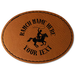 Western Ranch Faux Leather Iron On Patch - Oval (Personalized)