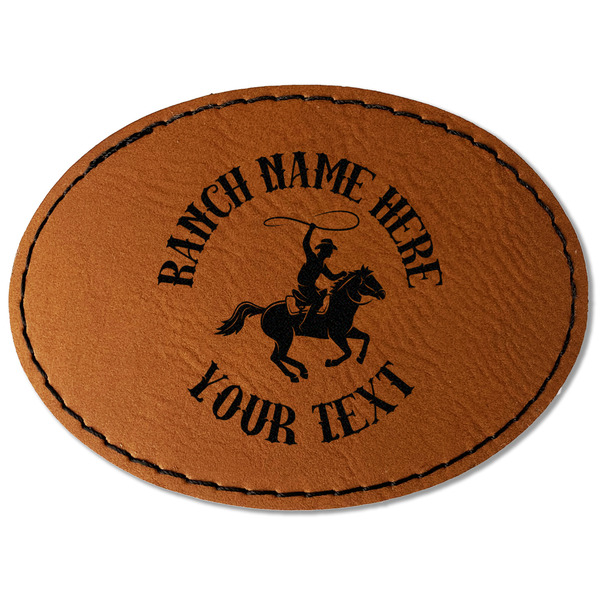 Custom Western Ranch Faux Leather Iron On Patch - Oval (Personalized)
