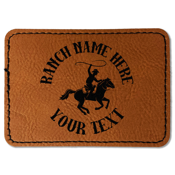 Custom Western Ranch Faux Leather Iron On Patch - Rectangle (Personalized)