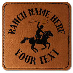 Western Ranch Faux Leather Iron On Patch - Square (Personalized)