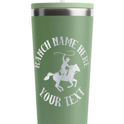Western Ranch RTIC Everyday Tumbler with Straw - 28oz - Light Green - Single-Sided (Personalized)