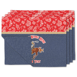 Western Ranch Double-Sided Linen Placemat - Set of 4 w/ Name or Text