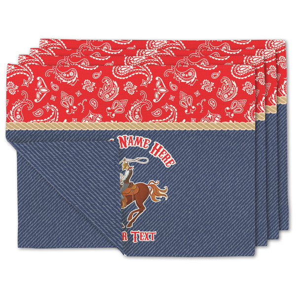 Custom Western Ranch Double-Sided Linen Placemat - Set of 4 w/ Name or Text