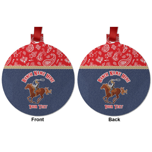 Western Ranch Metal Ball Ornament - Front and Back