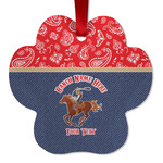 Western Ranch Metal Paw Ornament - Double Sided w/ Name or Text