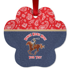 Western Ranch Metal Paw Ornament - Double Sided w/ Name or Text