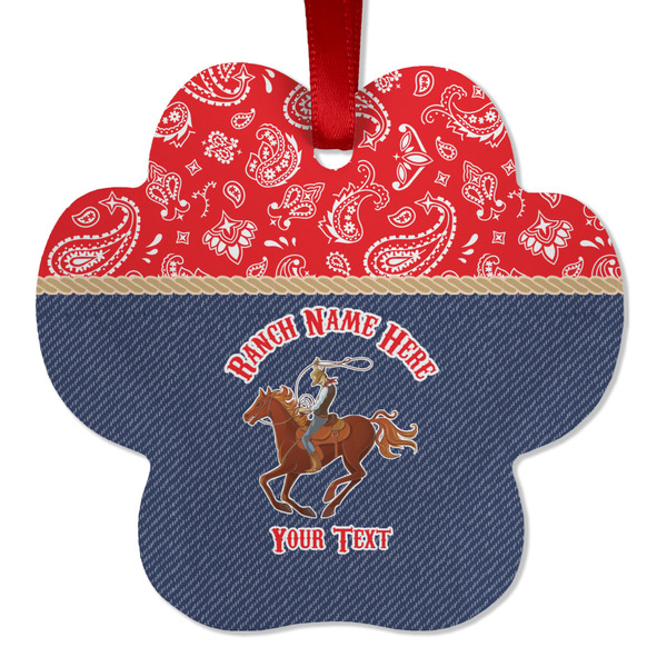 Western Ranch Metal Paw Ornament - Front