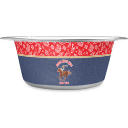 Western Ranch Stainless Steel Dog Bowl - Medium (Personalized)