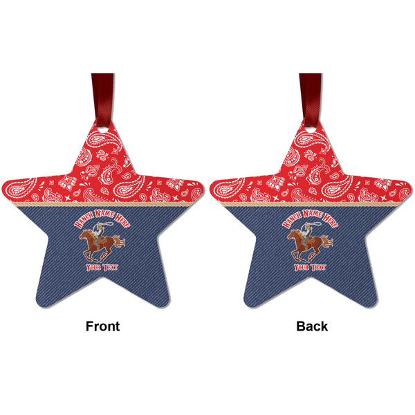 Western Ranch Metal Star Ornament - Front and Back