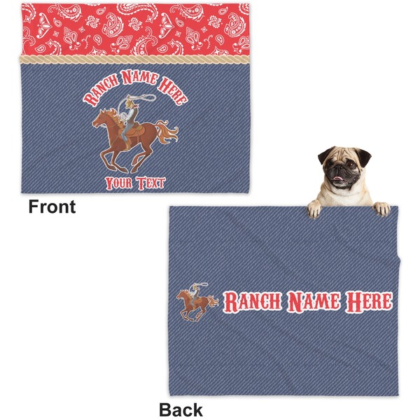 Western Ranch Microfleece Dog Blanket - Large- Front & Back