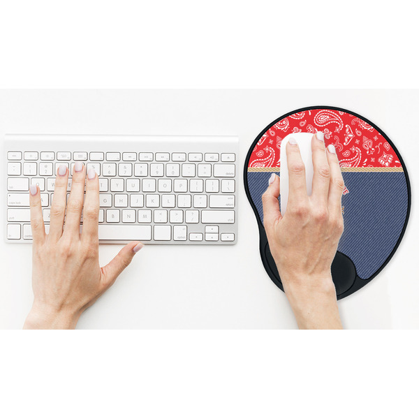Western Ranch Mouse Pad with Wrist Rest - LIFESYTLE 2 (in use)