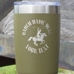 Western Ranch 20 oz Stainless Steel Tumbler - Olive - Single Sided (Personalized)