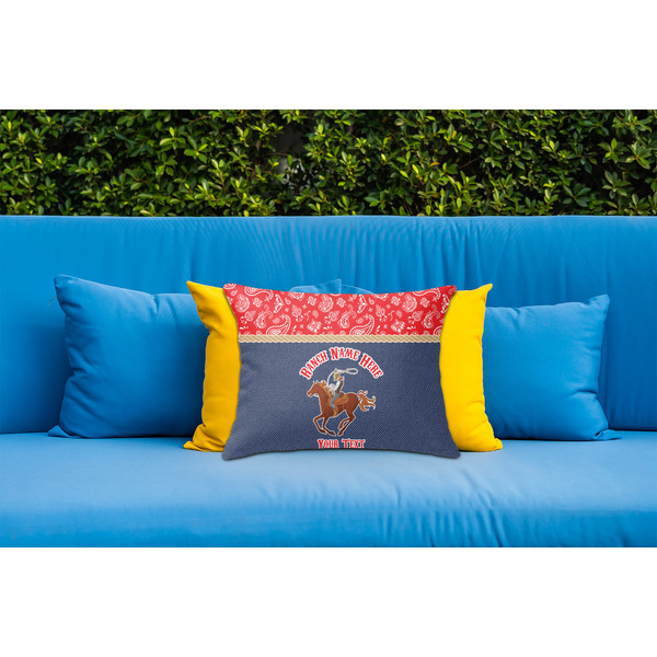 Western Ranch Outdoor Throw Pillow  - LIFESTYLE (Rectangular - 20x14)