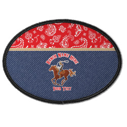 Western Ranch Iron On Oval Patch w/ Name or Text