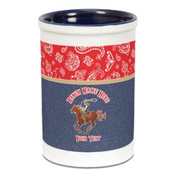Western Ranch Ceramic Pencil Holders - Blue