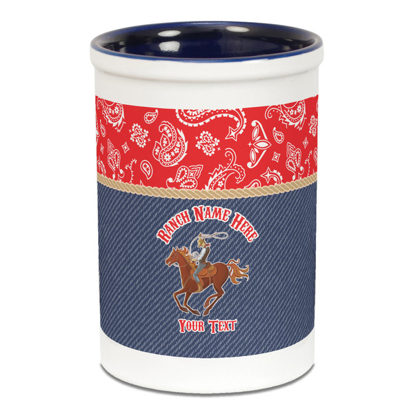 Western Ranch Pencil Holder - Blue