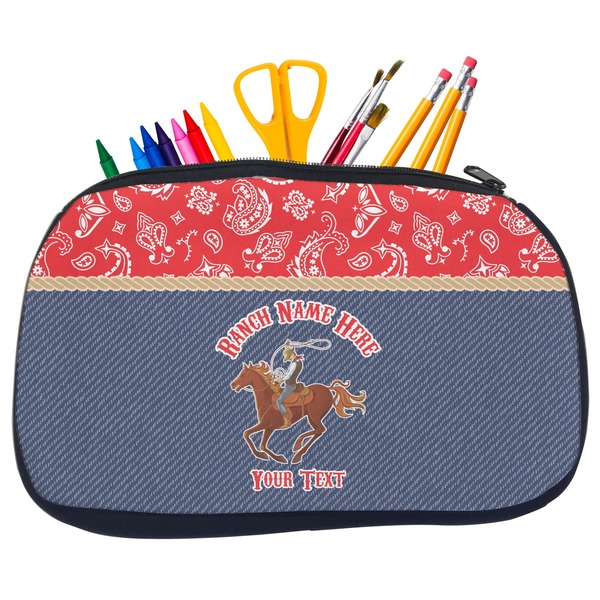 Custom Western Ranch Neoprene Pencil Case - Medium w/ Name or Text