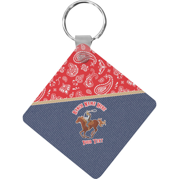 Custom Western Ranch Diamond Plastic Keychain w/ Name or Text