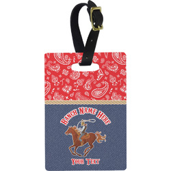 Western Ranch Plastic Luggage Tag - Rectangular w/ Name or Text