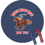 Western Ranch Round Fridge Magnet (Personalized)