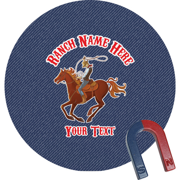 Custom Western Ranch Round Fridge Magnet (Personalized)