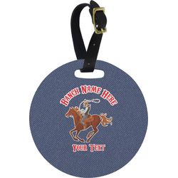Western Ranch Plastic Luggage Tag - Round (Personalized)