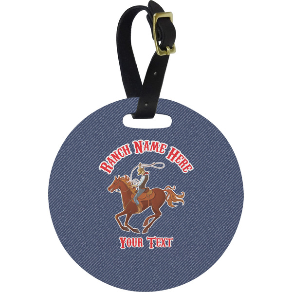 Custom Western Ranch Plastic Luggage Tag - Round (Personalized)