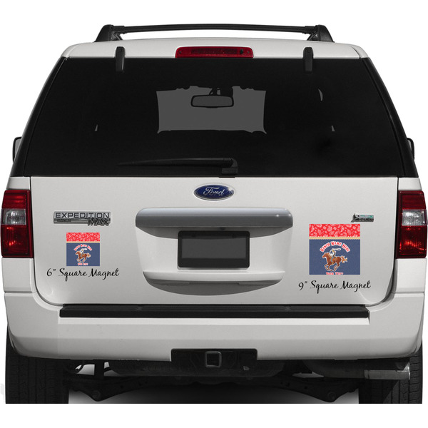Western Ranch Personalized Square Car Magnets on Ford Explorer