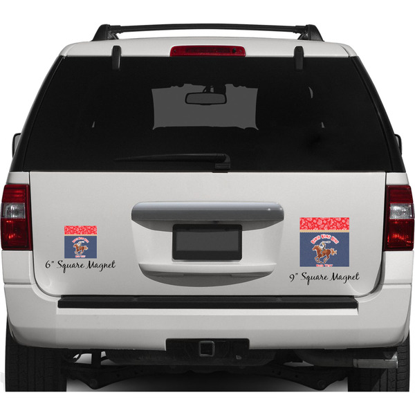 Western Ranch Personalized Square Car Magnets on Ford Explorer