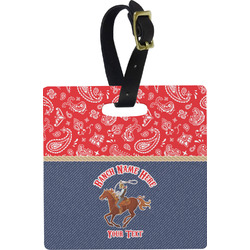 Western Ranch Plastic Luggage Tag - Square w/ Name or Text