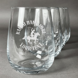 Western Ranch Stemless Wine Glasses (Set of 4) (Personalized)