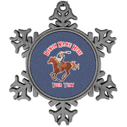 Western Ranch Vintage Snowflake Ornament (Personalized)