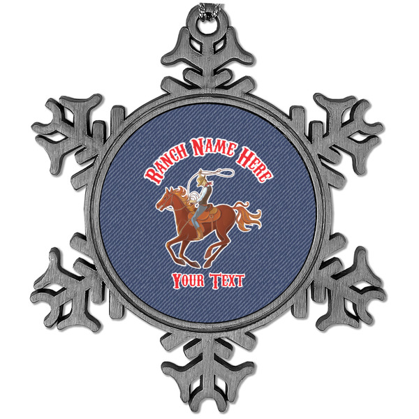 Custom Western Ranch Vintage Snowflake Ornament (Personalized)
