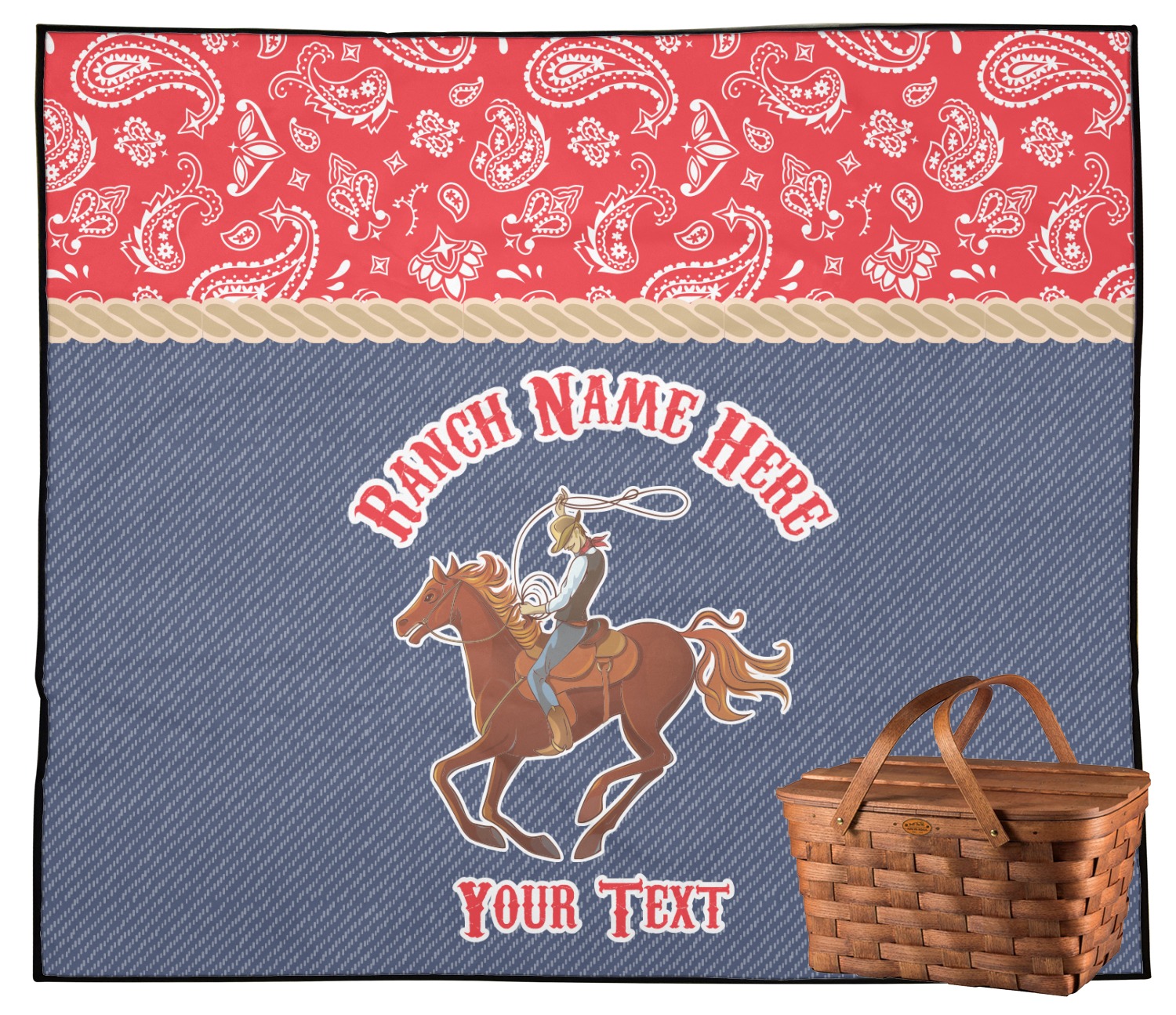 Western Ranch Outdoor Picnic Blanket (Personalized) YouCustomizeIt