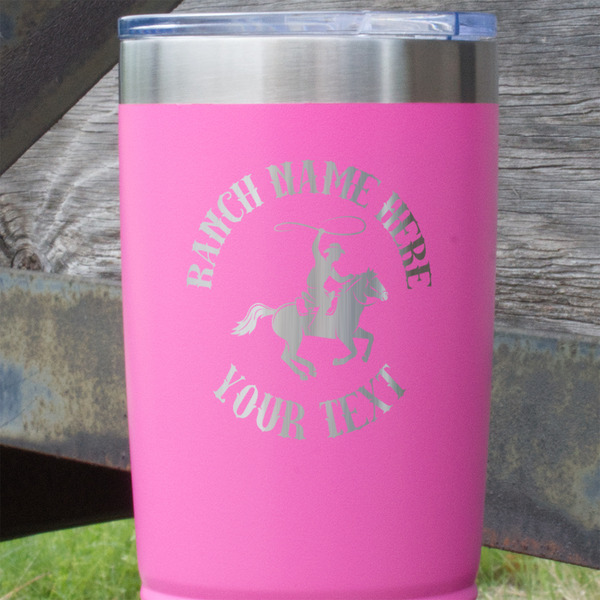 Western Ranch Pink Polar Camel Tumbler - 20oz - Close Up