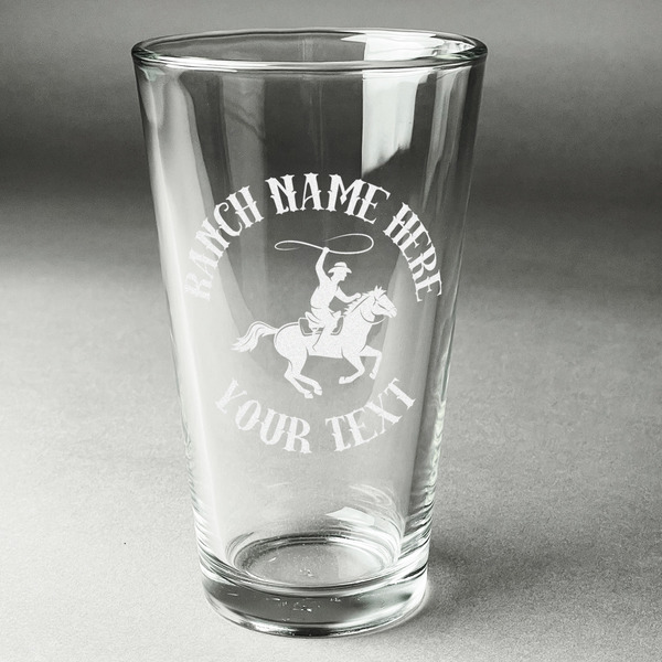 Custom Western Ranch Pint Glass - Engraved (Single) (Personalized)