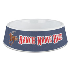 Western Ranch Plastic Dog Bowl - Large (Personalized)