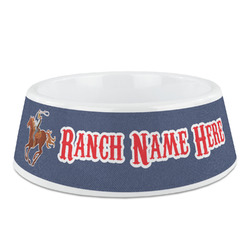 Western Ranch Plastic Dog Bowl (Personalized)