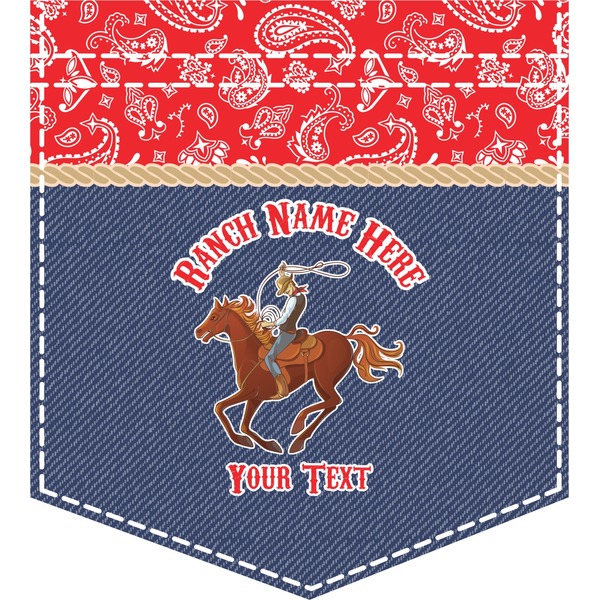 Custom Western Ranch Iron On Faux Pocket (Personalized)