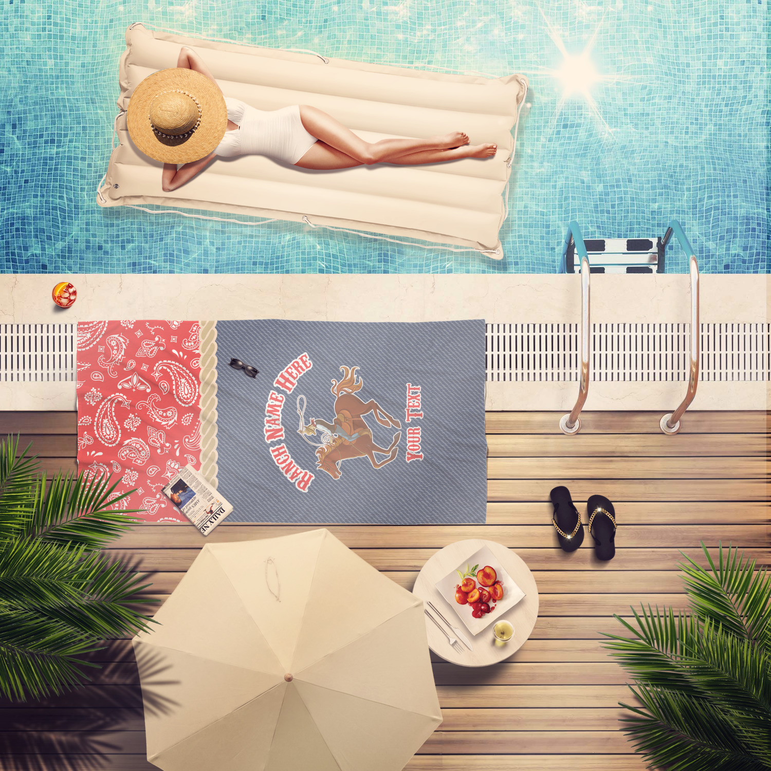 Custom Western Ranch Beach Towel (Personalized) YouCustomizeIt