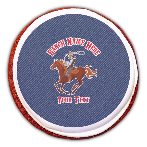 Western Ranch Printed Icing Circle - Large - On Cookie