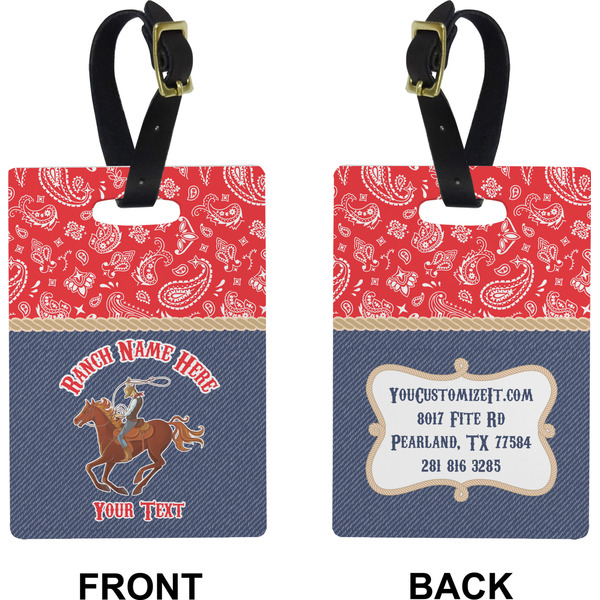 Western Ranch Rectangle Luggage Tag (Front + Back)