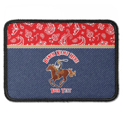 Western Ranch Iron On Rectangle Patch w/ Name or Text