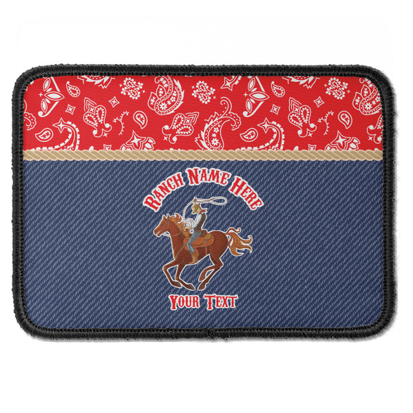 Custom Western Ranch Iron On Rectangle Patch w/ Name or Text