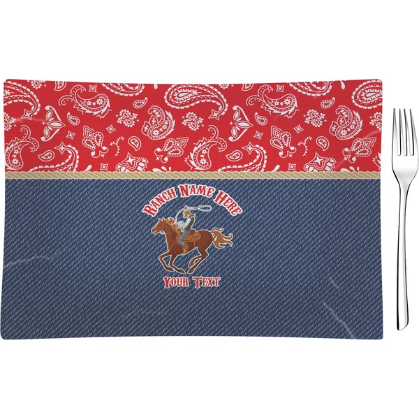 Custom Western Ranch Rectangular Glass Appetizer / Dessert Plate - Single or Set (Personalized)