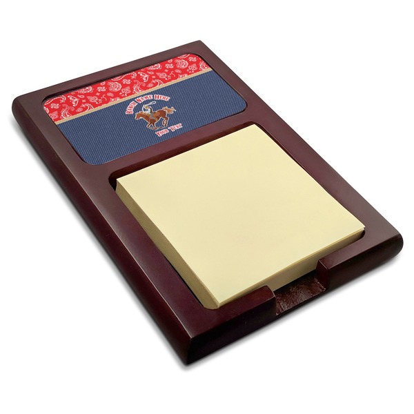 Custom Western Ranch Red Mahogany Sticky Note Holder (Personalized)
