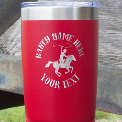 Western Ranch 20 oz Stainless Steel Tumbler - Red - Single Sided (Personalized)