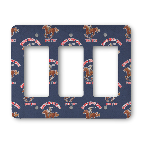 Custom Western Ranch Rocker Style Light Switch Cover - Three Switch (Personalized)