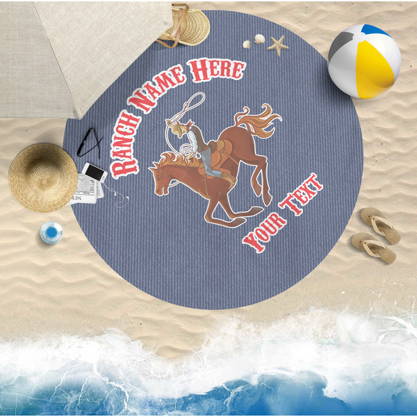 Western Ranch Round Beach Towel Lifestyle