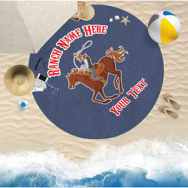 Western Ranch Round Beach Towel Lifestyle